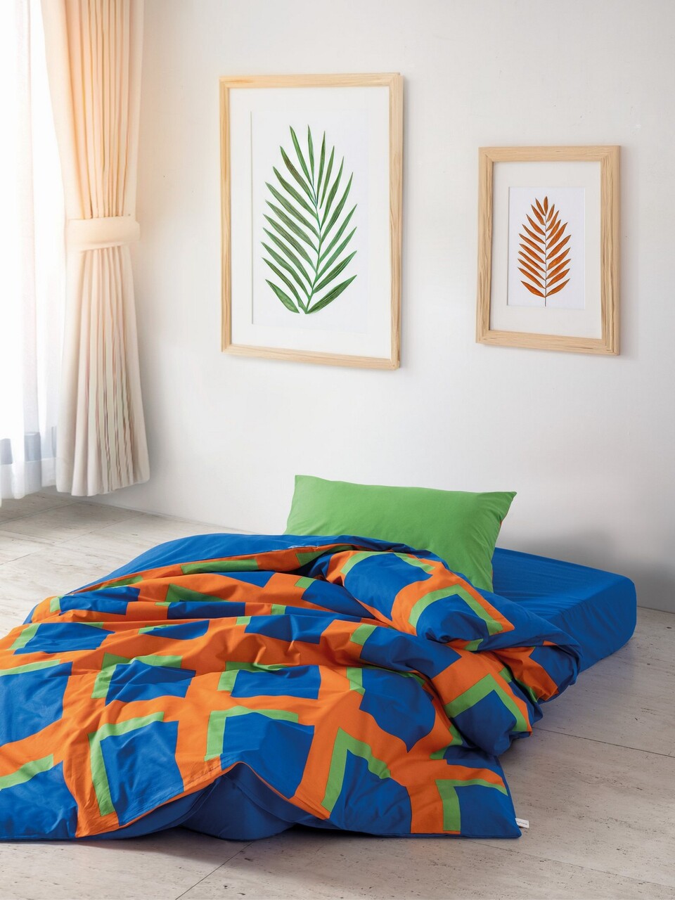 Lenjerie de pat pentru o persoana, L'essentiel Maison, Venus, Albastru / Verde / Portocaliu - imagine 3